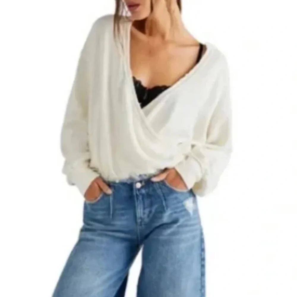 Free People Cream Long Sleeve Top - Picture 4 of 5